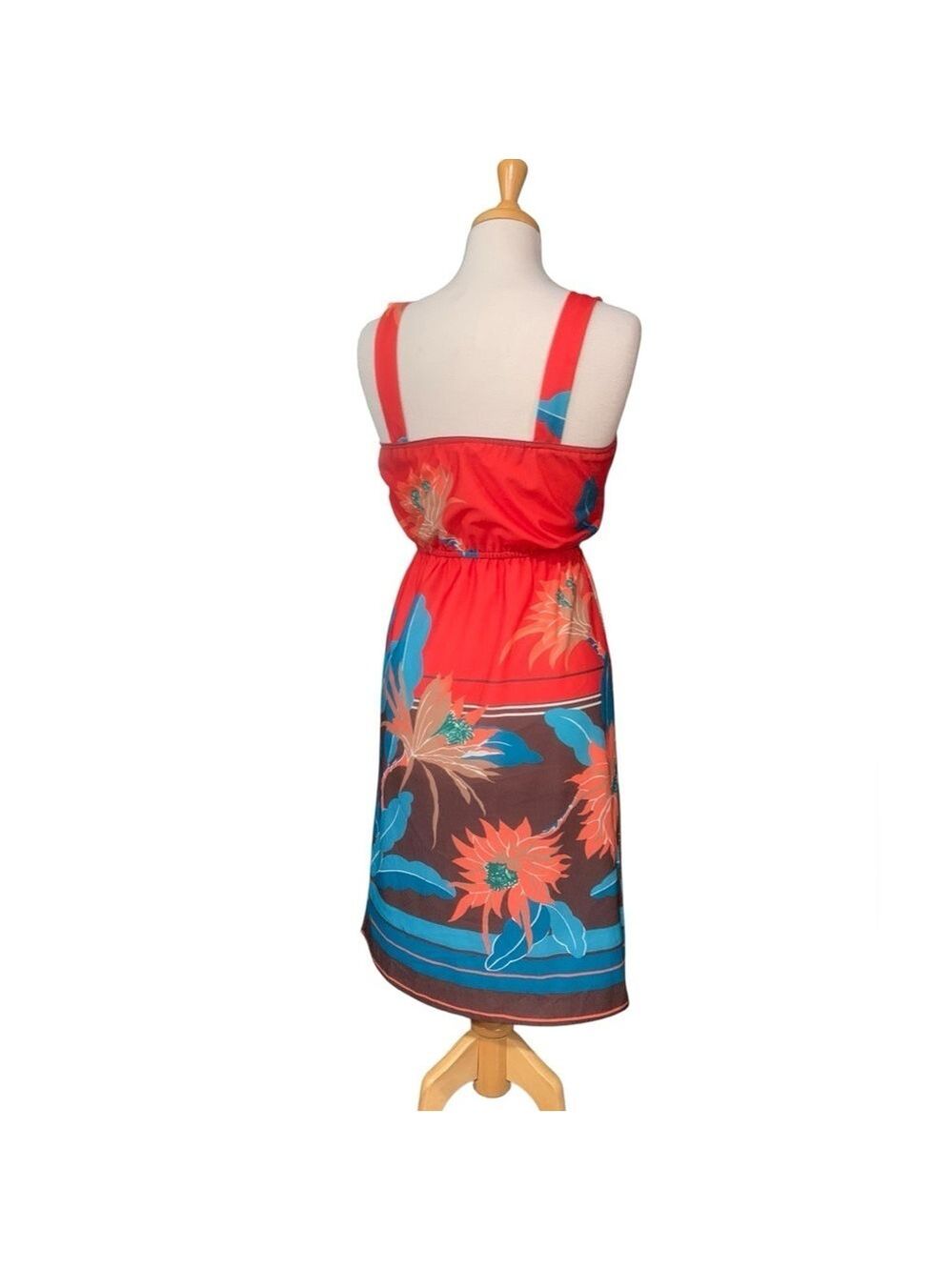 Vntg 70’s tropical print sleeveless midi dress size 8 - Picture 3 of 3